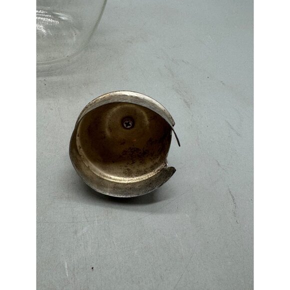 Vintage Glass Carafe Ornate Metal Handle & Lid 8=10.5" Tall Elegant Design READ - Picture 10 of 12